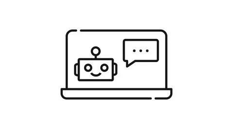 Laptop AI chatbot icon Illustrazione stock
