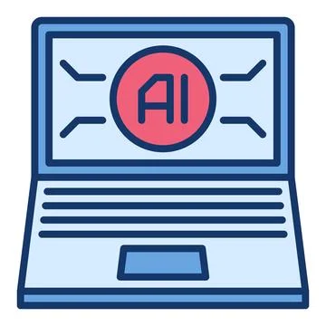 Laptop AI Computer vector Artificial Intelligence Device colored icon or de.. Stockillustratie