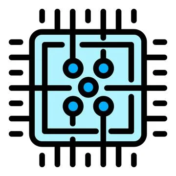 Laptop ai processor icon outline vector. Digital circuit Stock Illustration