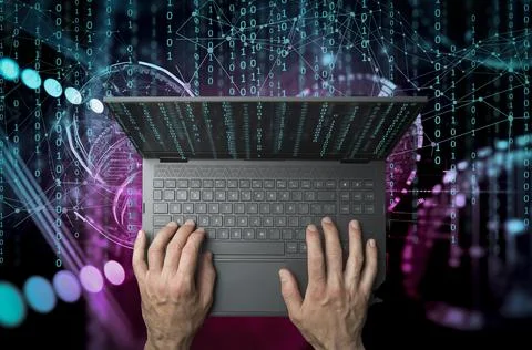 Laptop with analytical data. Created with generative Ai technology. Stock Photos