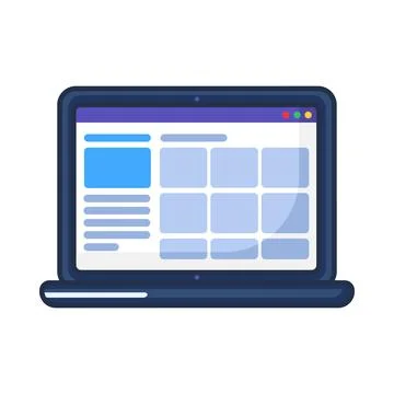 Laptop with analytics dashboard flat illustration 스톡 일러스트