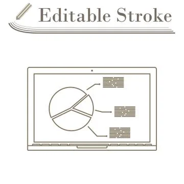 Laptop With Analytics Diagram Icon Stock Illustration