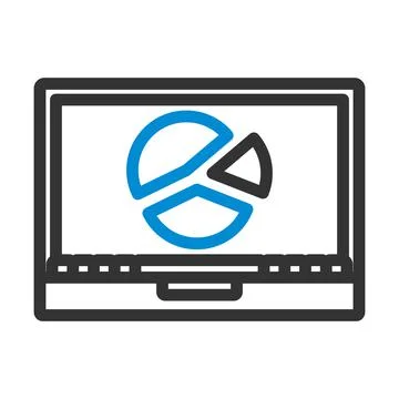 Laptop With Analytics Diagram Icon Stock Illustration