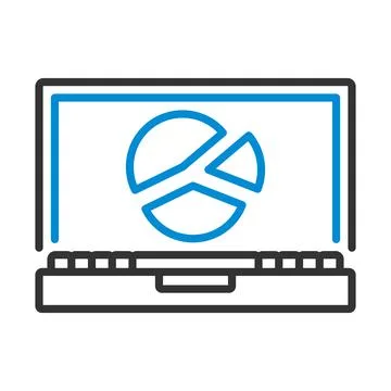 Laptop With Analytics Diagram Icon Stock Illustration