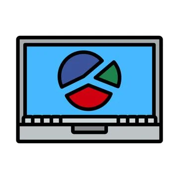 Laptop With Analytics Diagram Icon Stock Illustration