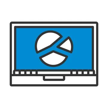 Laptop With Analytics Diagram Icon Stock Illustration