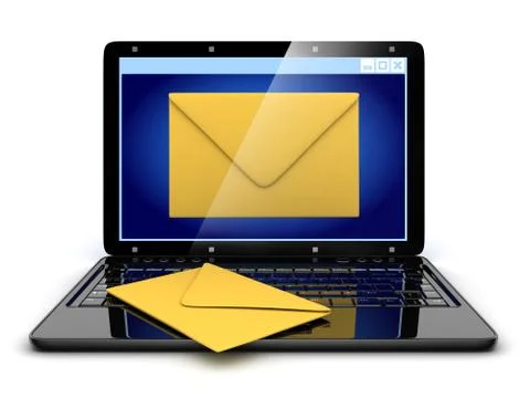 Laptop and abstract e-mail (done in 3d) Stock Illustration
