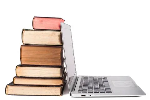 Laptop and Books Stock Photos