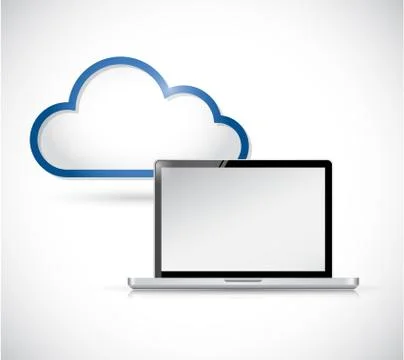 Laptop and border storage cloud. illustration Stock Illustration