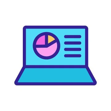 Laptop and chart icon vector. Isolated contour symbol illustration Stock Illustration