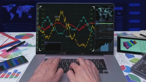 Laptop And Charts  Stock-Footage 200733996