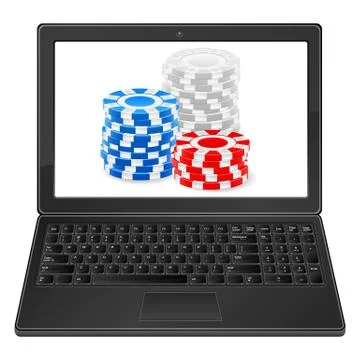 Laptop and chips stack Stock Illustration