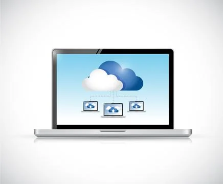 Laptop and cloud computing computer network 스톡 일러스트