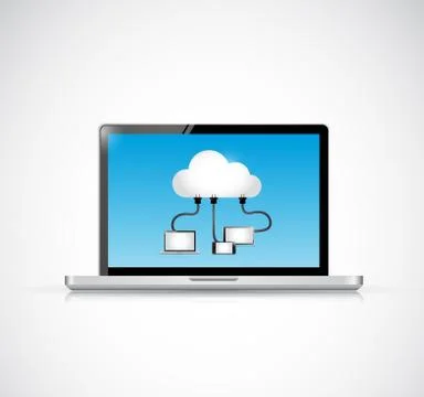 Laptop and cloud computing connection illustration イラスト素材