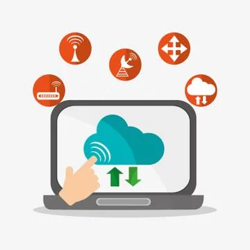 Laptop and cloud computing design Stock Illustration