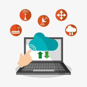 Laptop and cloud computing design Stock Illustration