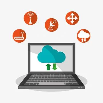 Laptop and cloud computing design Stock Illustration