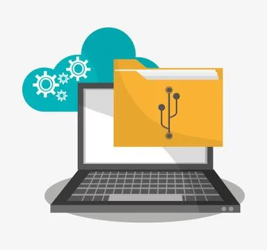 Laptop and cloud computing design Stock Illustration
