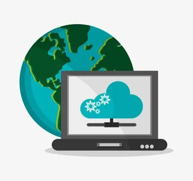 Laptop and cloud computing design Stock Illustration