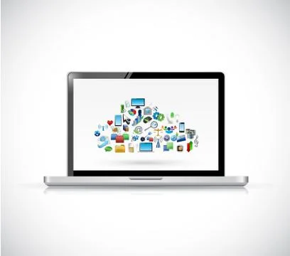 Laptop and cloud computing icons. illustration Illustrazione stock