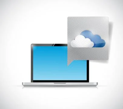 Laptop and cloud computing message bubble. Stock Illustration