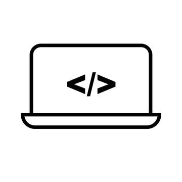 Laptop and coding mark. Programming computer. Vector. Stock Illustration