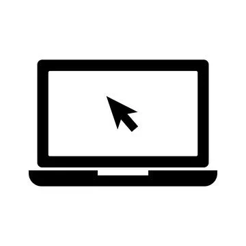 Laptop and computer mouse cursor icon. Vector. Stock Illustration