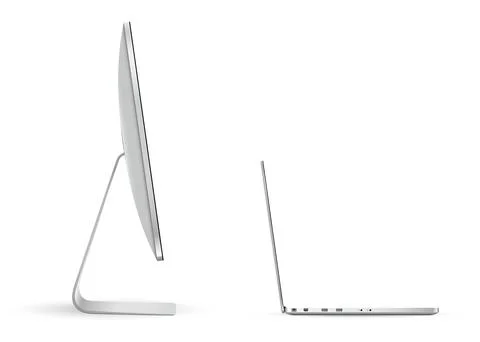 Laptop and computer screen mockup side view イラスト素材