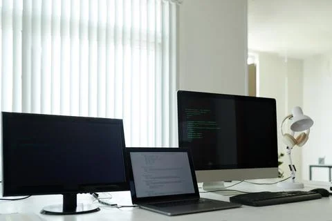 Laptop and Computers in Office Stock Photos