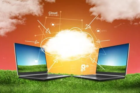 Laptop and concept of cloud computing. laptop and concept of cloud computi... Foto stock