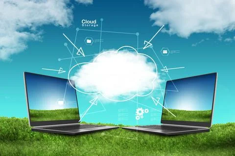 Laptop and concept of cloud computing. laptop and concept of cloud computi... Stock Photos