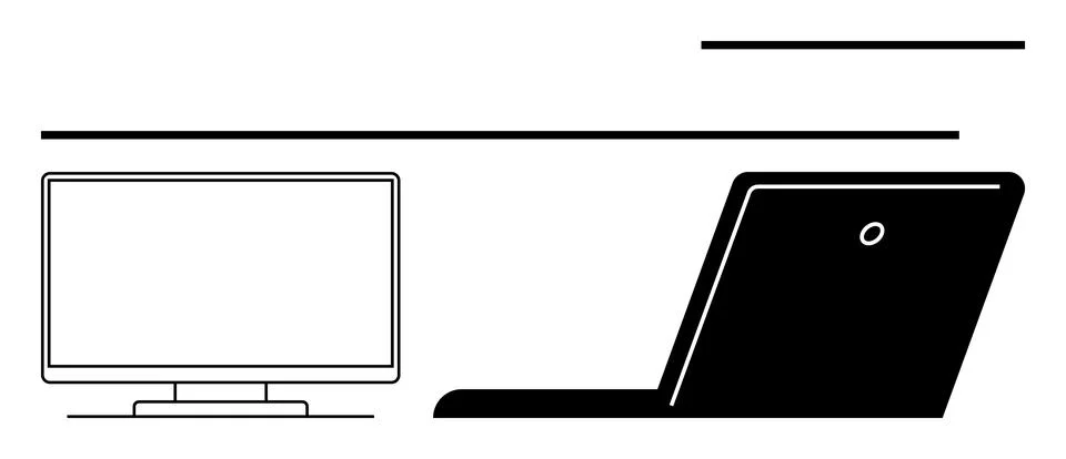 Laptop and Desktop Computer Side by Side Representing Modern Workspace Tech.. イラスト素材