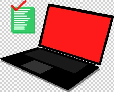 Laptop and document icon with check mark Ilustração Stock