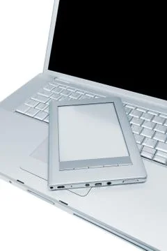 Laptop and e-book Stock Photos