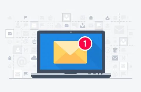 Laptop and email notification Stock Illustration