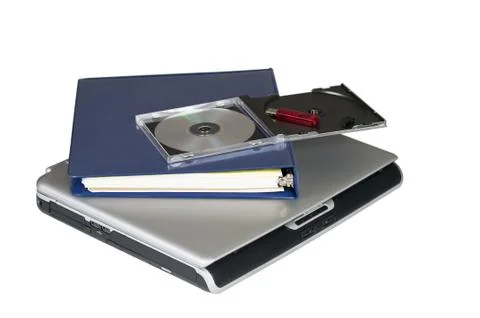 Laptop And File With Memory Stock Photos