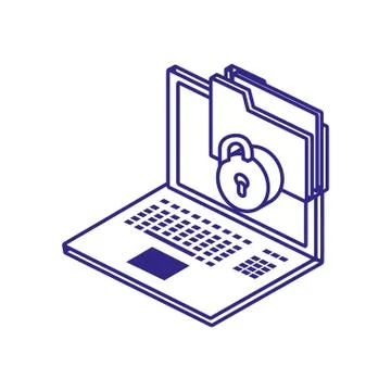 Laptop and file of security system vector design Stock Illustration