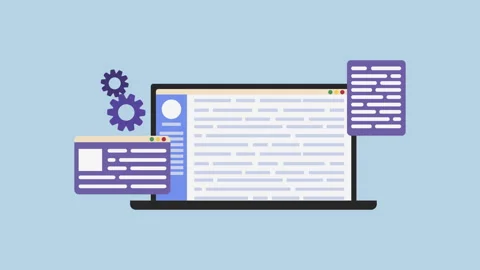 Laptop and files appearing with text on screen 2d Animation with Alpha Matte Stock Footage 335733850