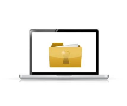 Laptop and folder security illustration design Stock Illustration