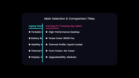 Laptop and gaming PC comparison workstation selection menu animation Stock Footage 346804363