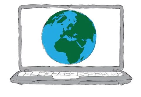 Laptop and globe concept. Stock Illustration