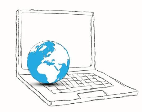 Laptop and globe concept. Stock Illustration