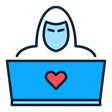 Laptop and Hacker vector colored icon or design element Stock-Illustration