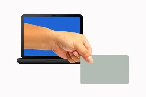 Laptop and hand Illustrazione stock