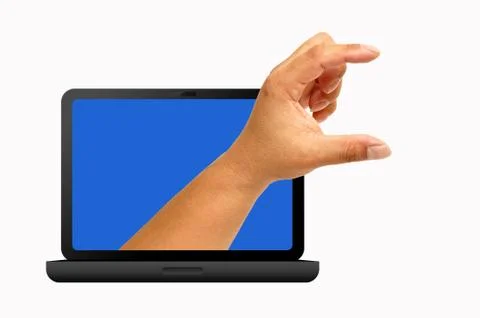 Laptop and hand Stock Photos