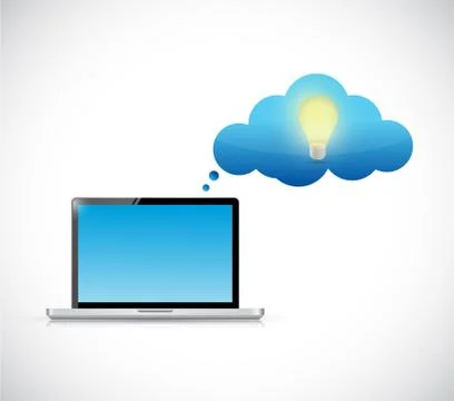 Laptop and idea thinking cloud illustration design Illustrazione stock