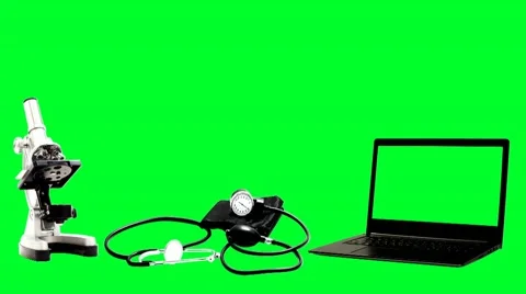 Laptop and microscope and tonometer 库存影片 48142756