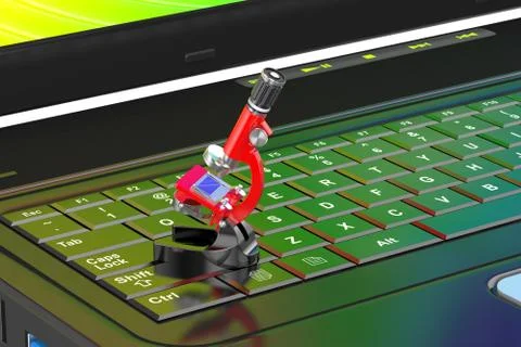 Laptop and microscope イラスト素材