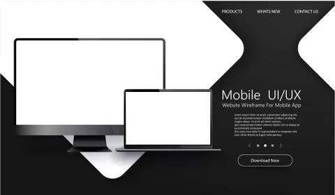 Laptop and PC isolated vector. Awesome responsive web design development coding Stock Illustration