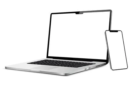 Laptop and phone mock up. Vector illustration for responsive web design. Stock Illustration